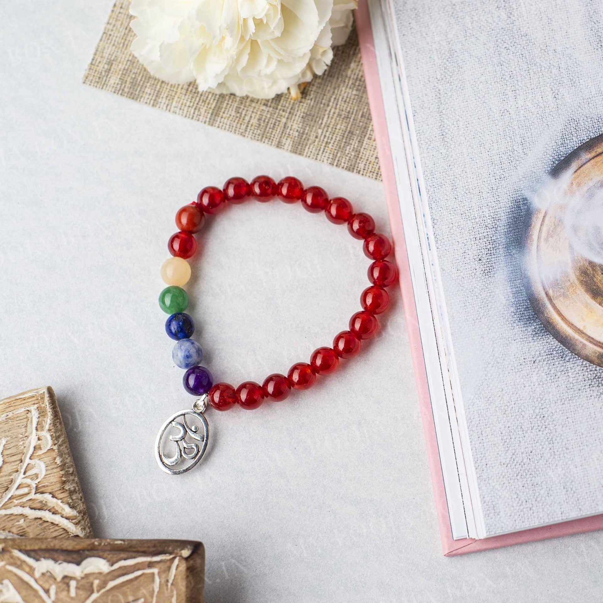 Carnelian Bracelet with Om Charm