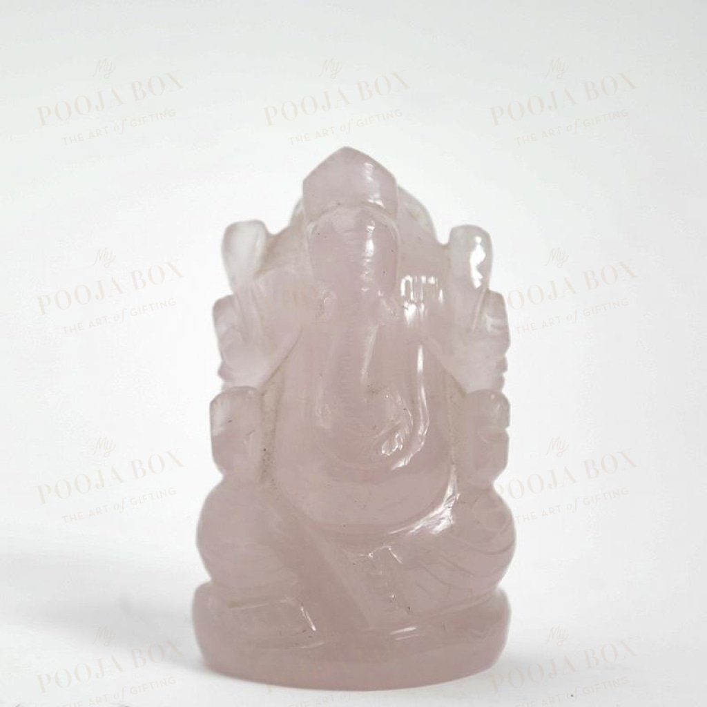 Rose Quartz Peace Gemstone Ganesha Showpiece Reiki Products