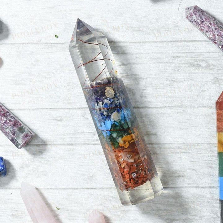 7 Chakra Crystal Healing Orgone Jumbo Pencil/tower Reiki Towers