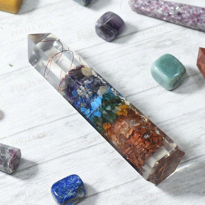 7 Chakra Crystal Healing Orgone Jumbo Pencil/tower Reiki Towers