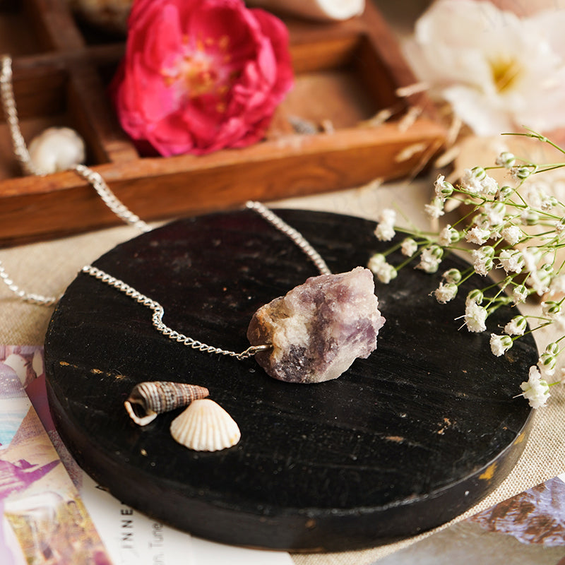 Lepidolite Natural Crystal Necklace