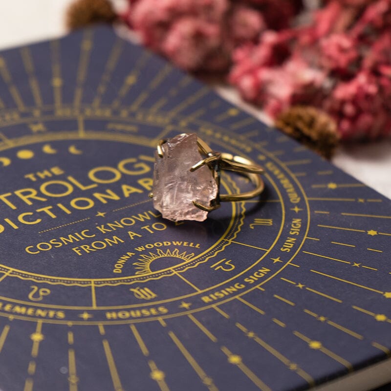 Natural Rose Quartz Gold Plated Ring