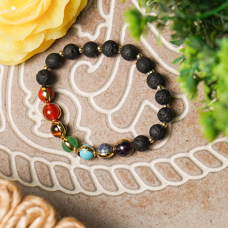 Lava With Seven Chakra Brass Charms