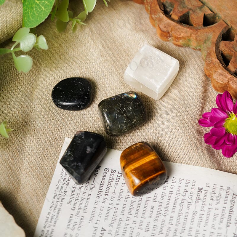 Black Magic Protection Crystal Healing Tumble Stone Set