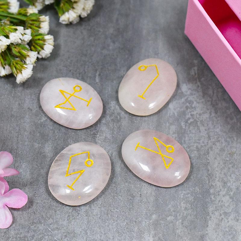 Rose Quartz Arch Angel Engraved Set