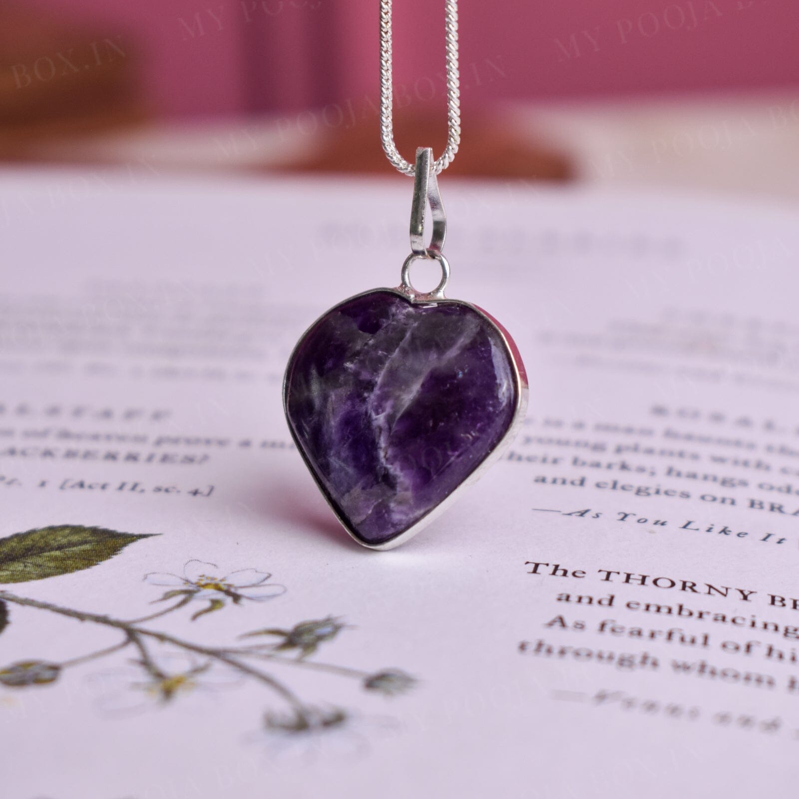 Amethyst Heart Pendant Necklace