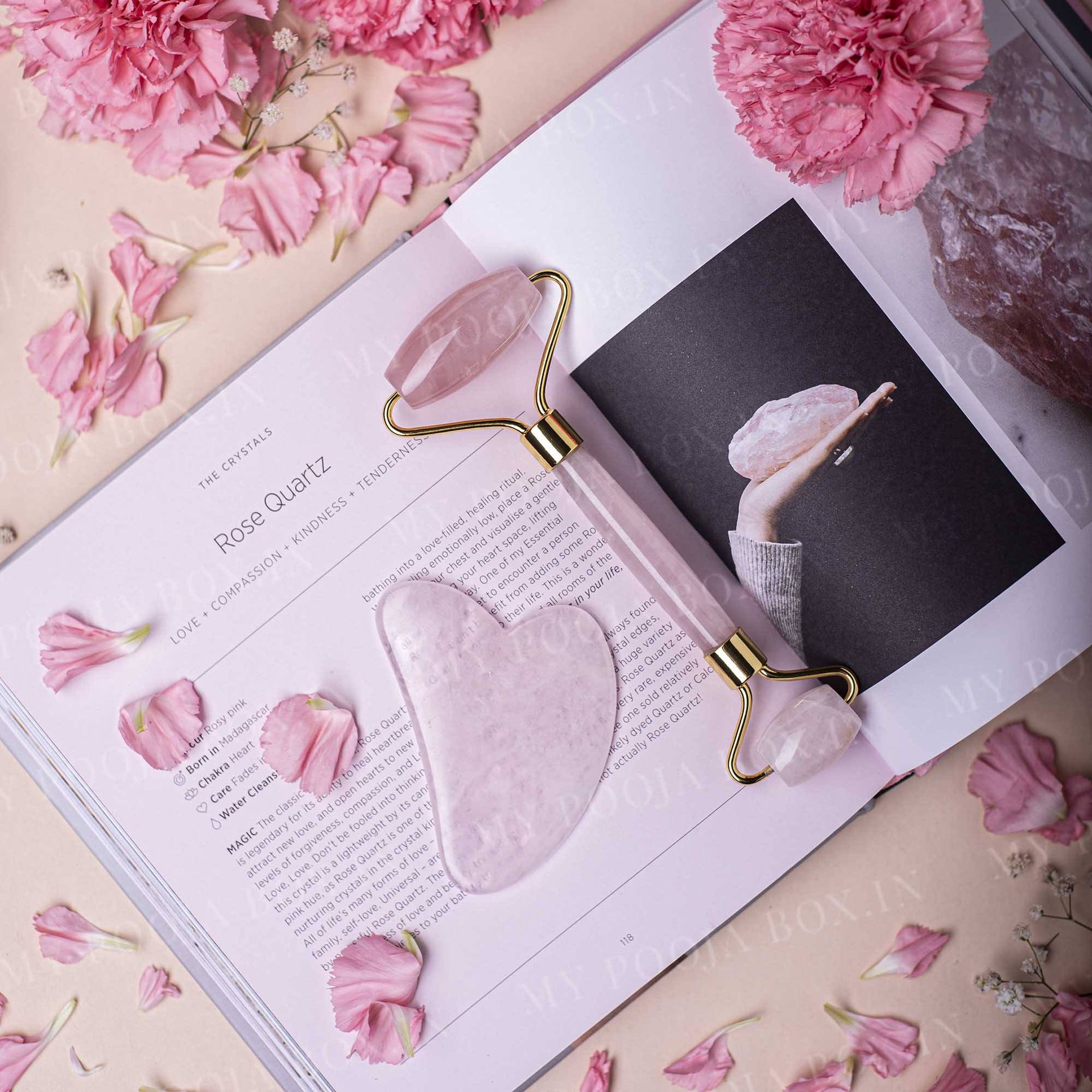 Rose Quartz Roller & Gua Sha Facial Combo