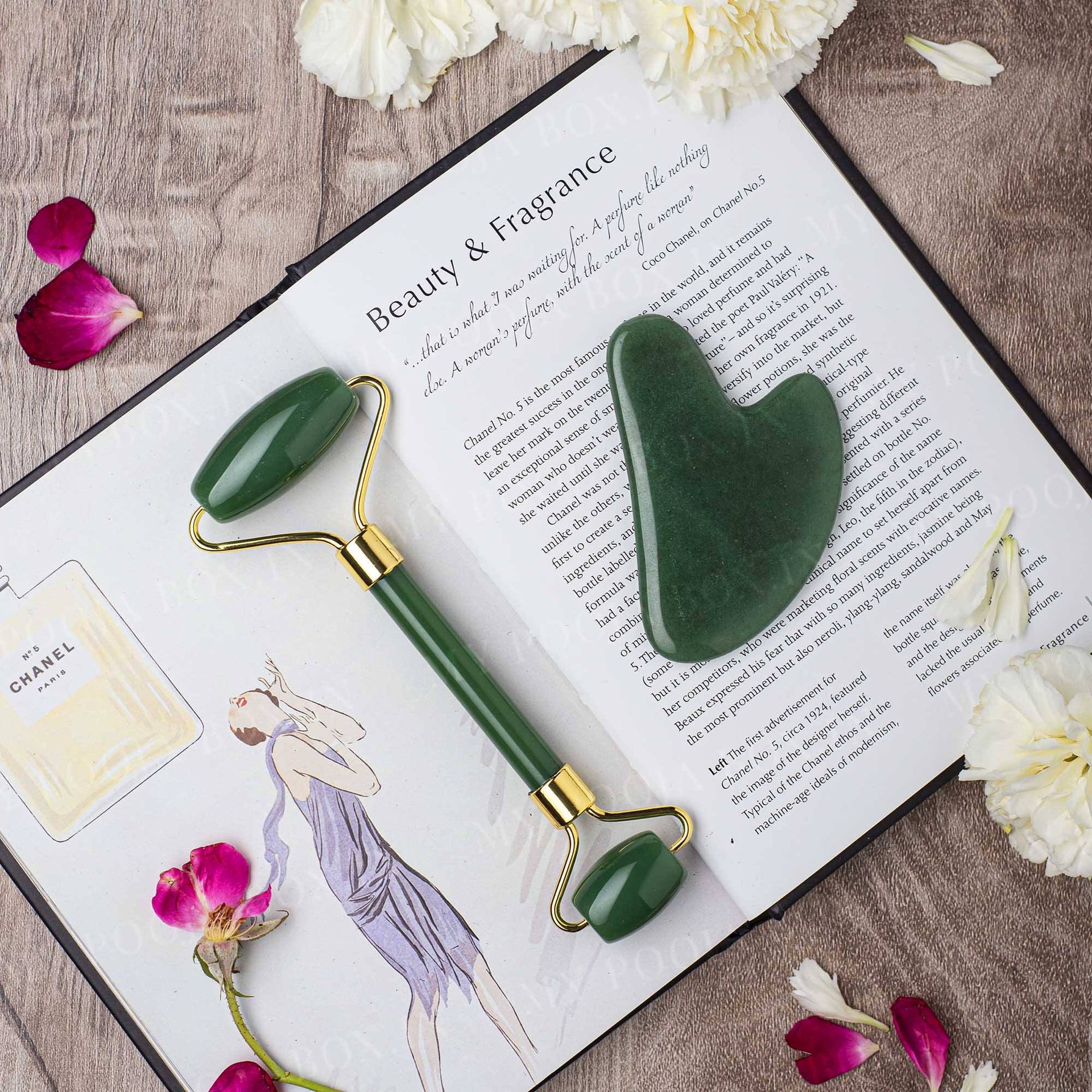 Green Aventurine Roller & Gua Sha Facial Combo