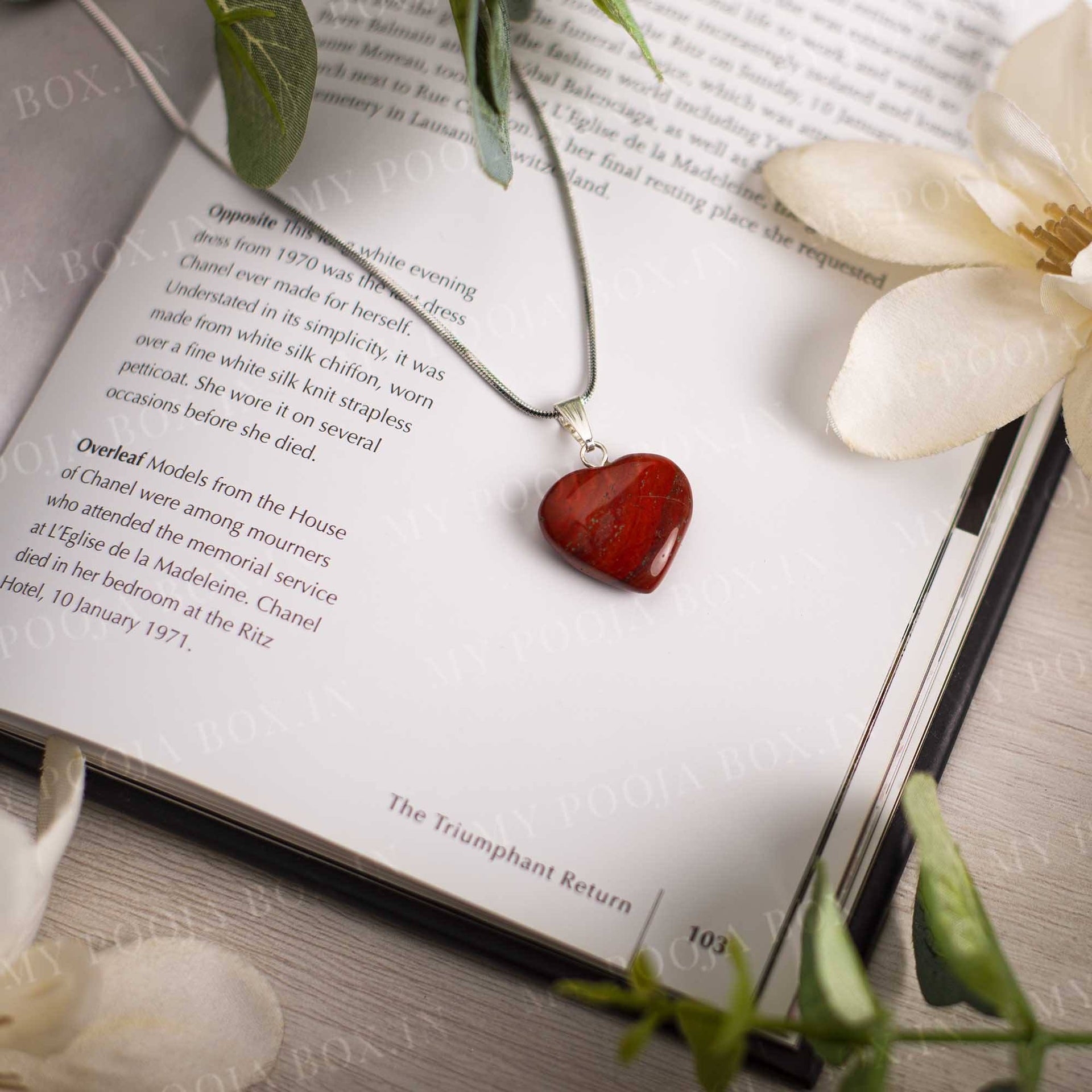 Red Jasper Heart Pendant Necklace for Protection