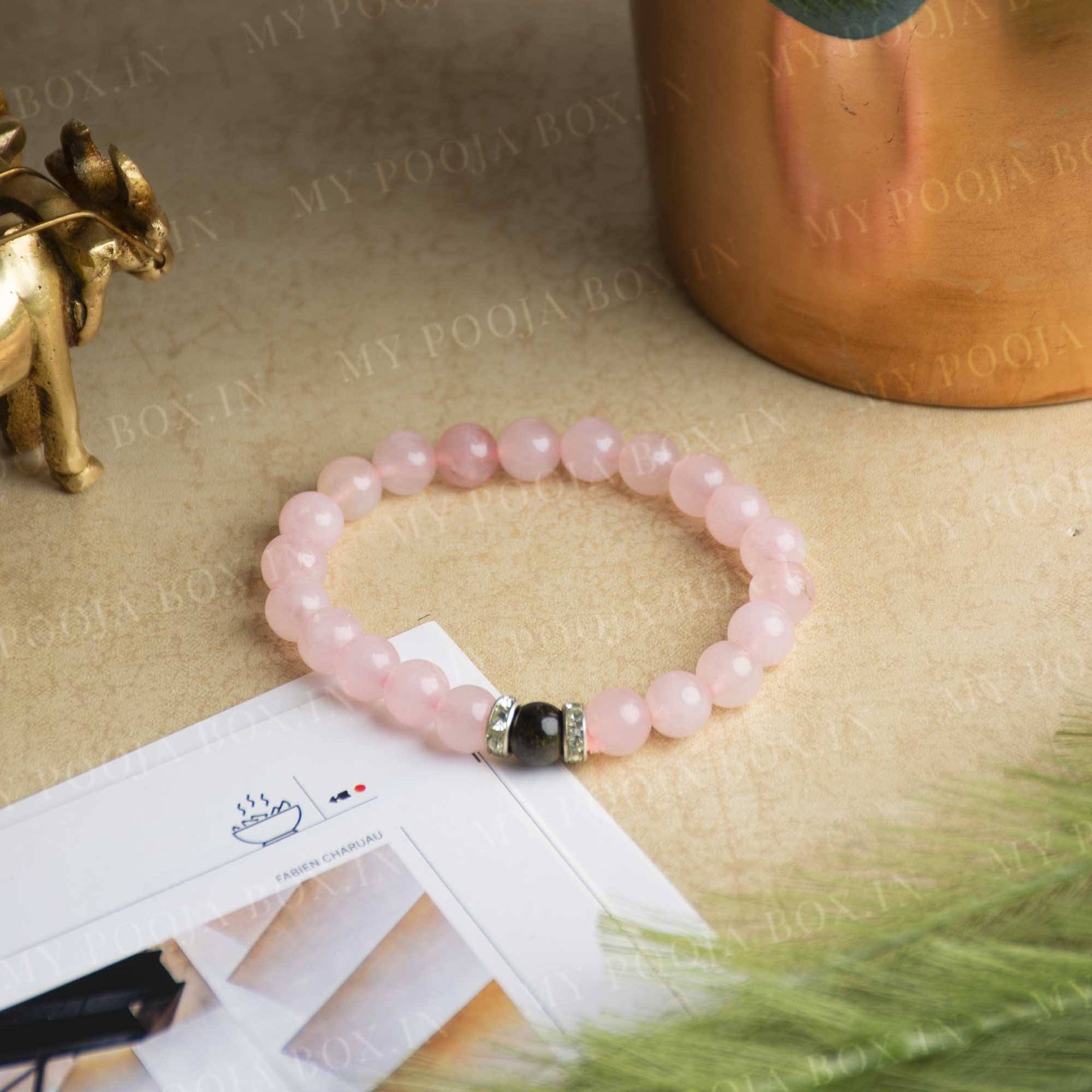 Rose Quartz & Obsidian Natural Crystal Healing Bracelet