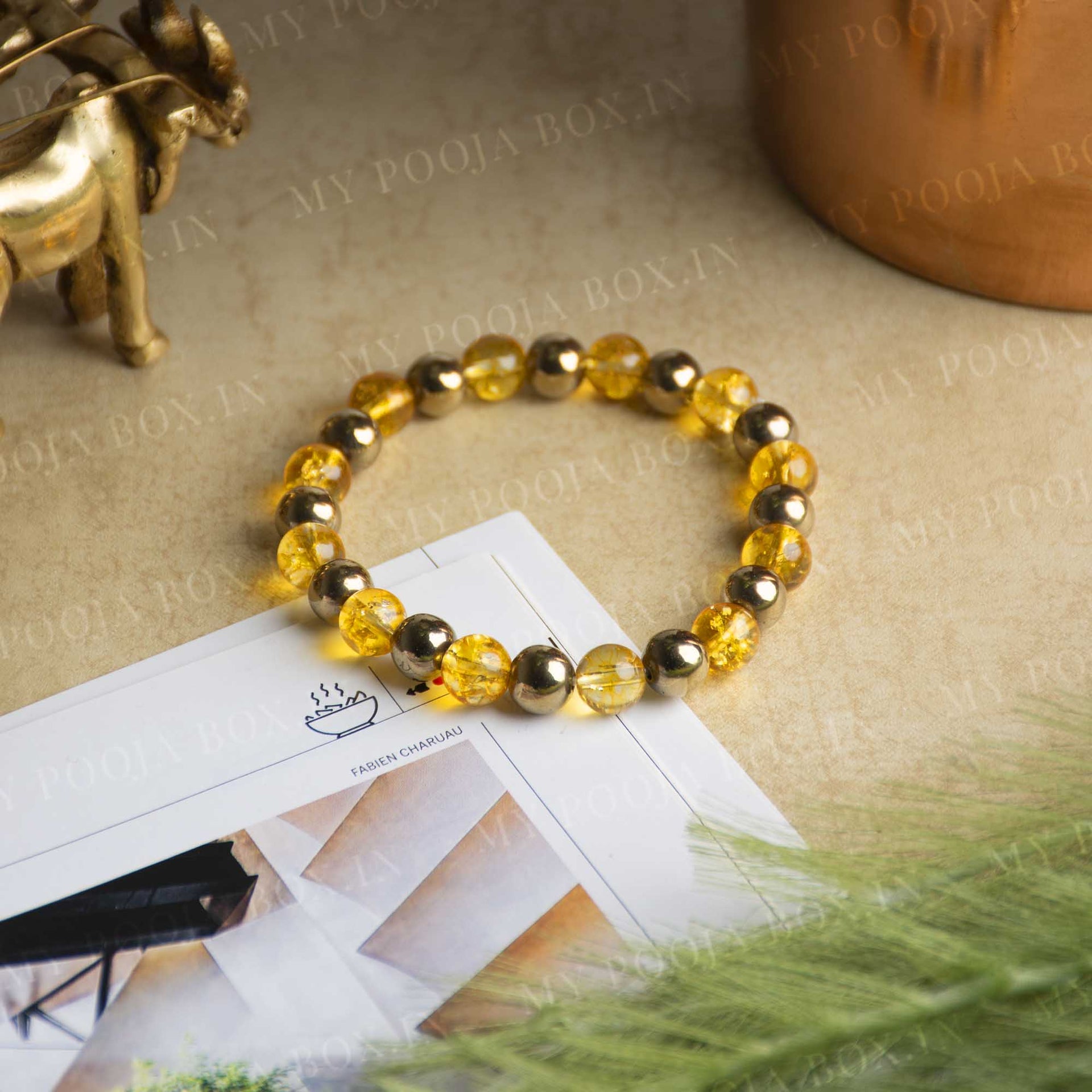 Citrine & Pyrite Natural Crystal Healing Bracelet