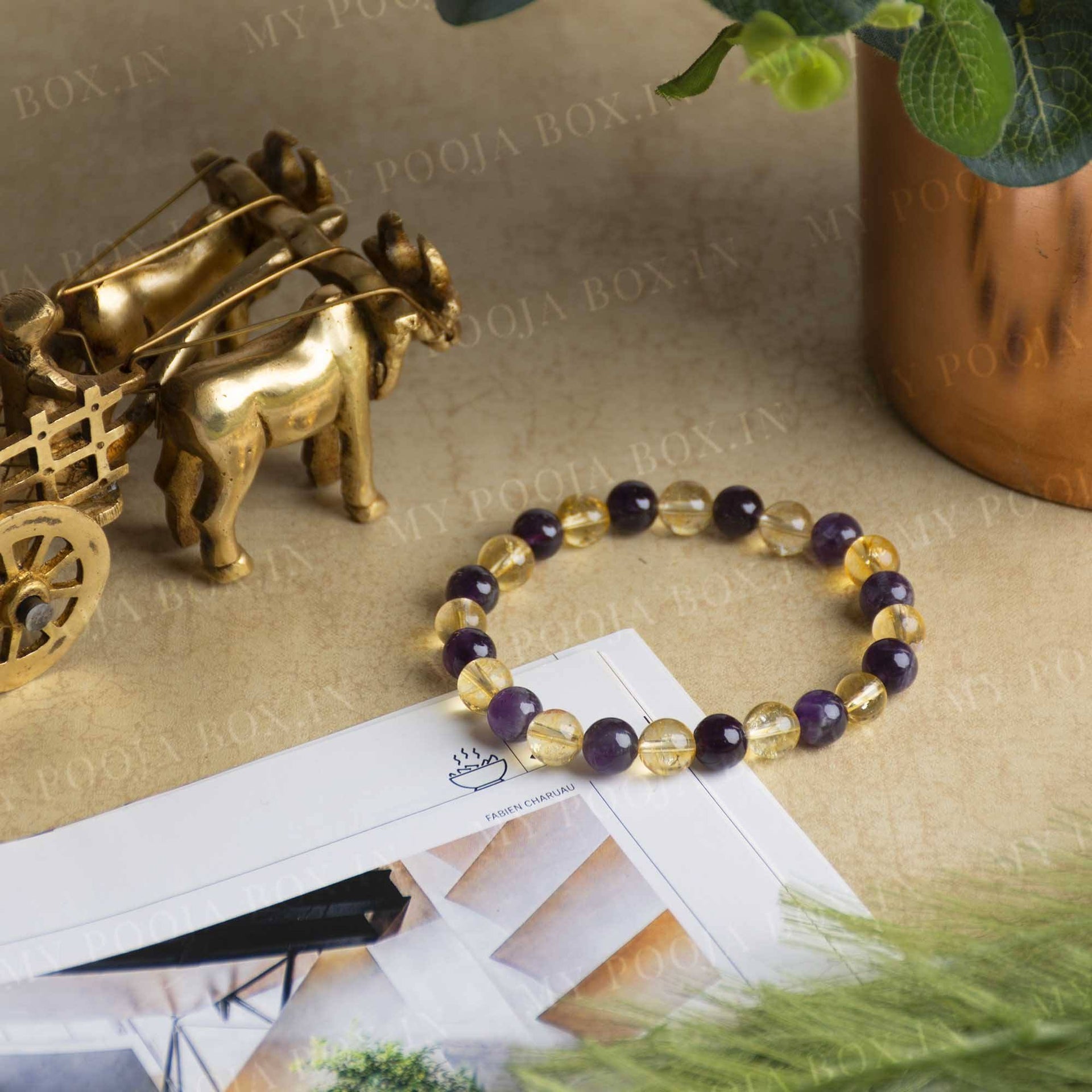 Citrine & Amethyst Healing Crystal Bracelet | Spirituality & Success