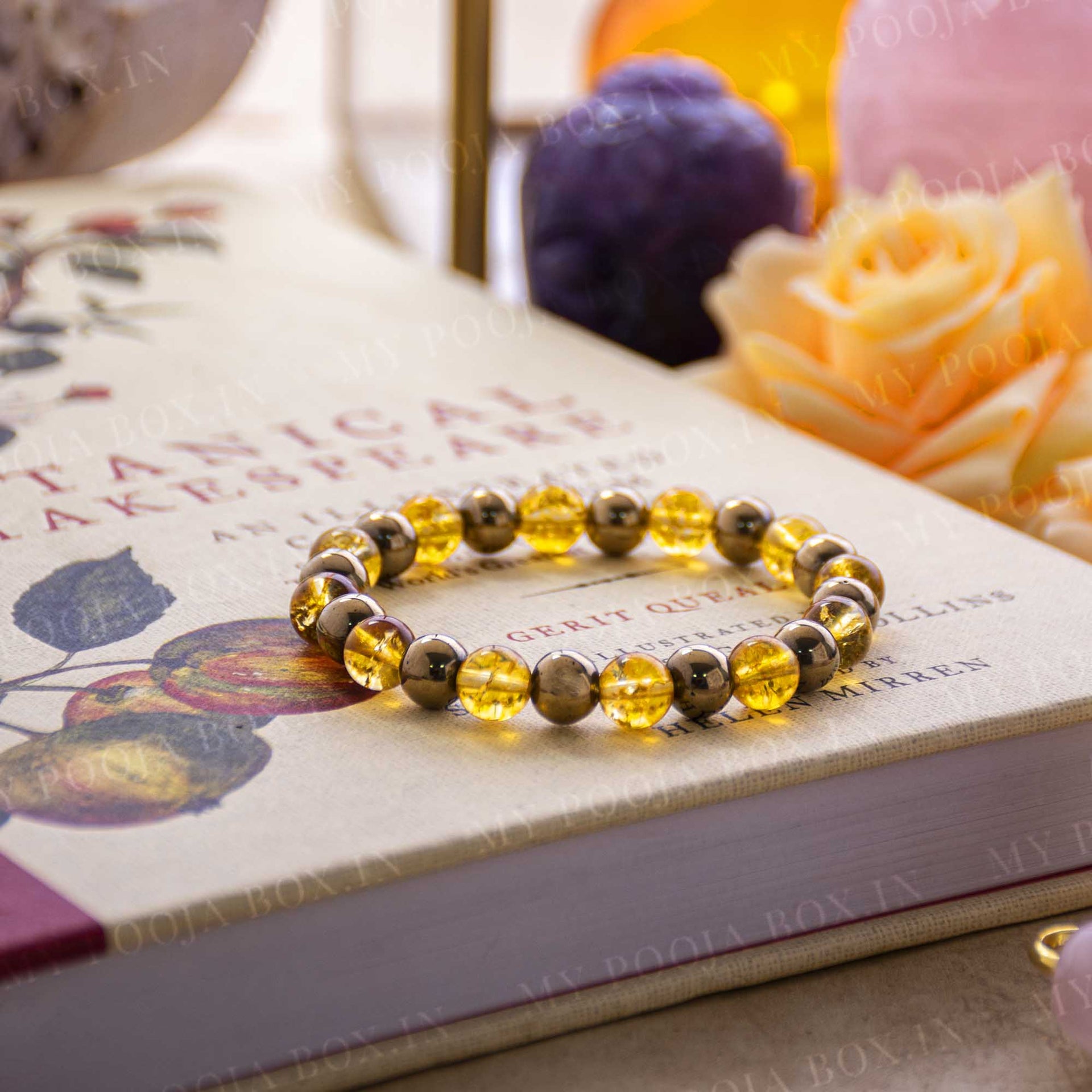 Citrine & Pyrite Natural Crystal Healing Bracelet