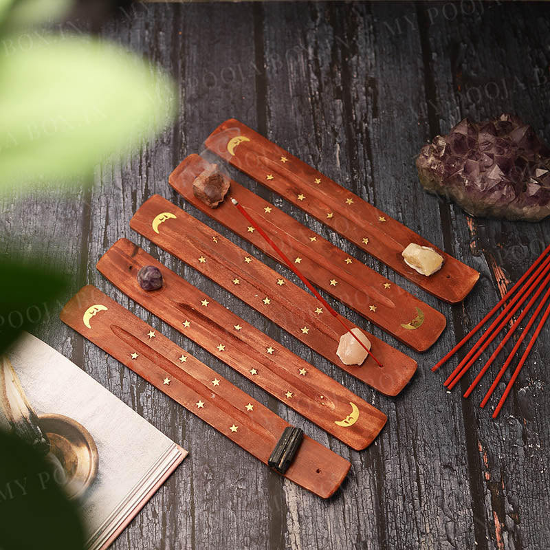 Red Jasper Wooden Incense Stand