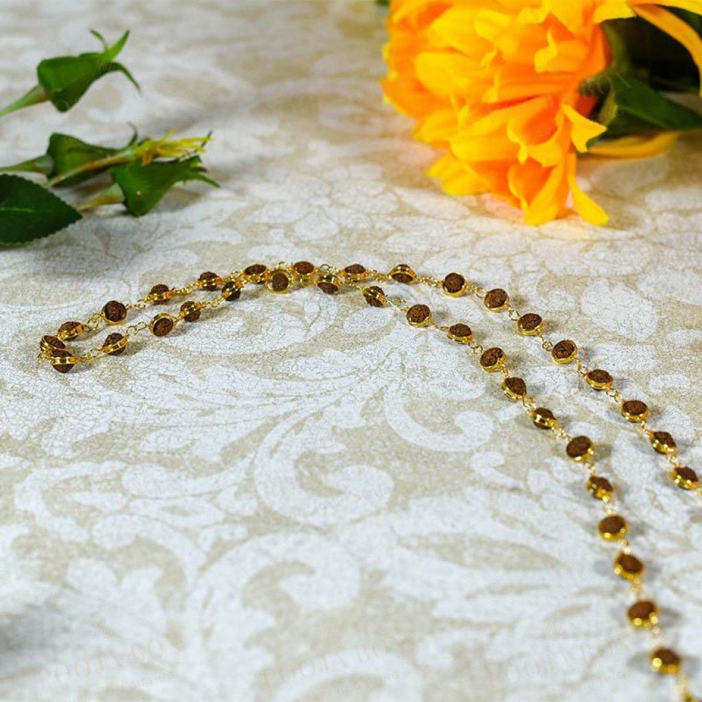 Golden Five Faces Rudraksha Mala