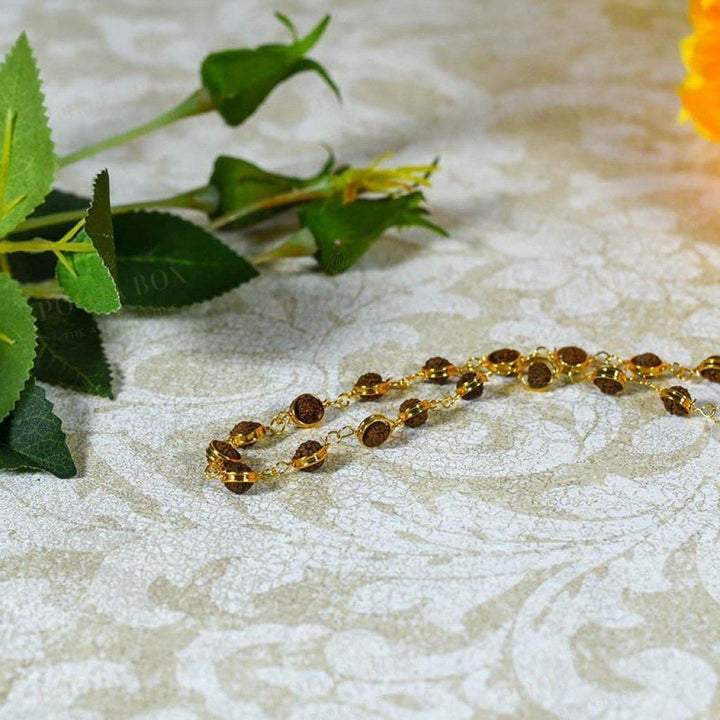 Golden Five Faces Rudraksha Mala