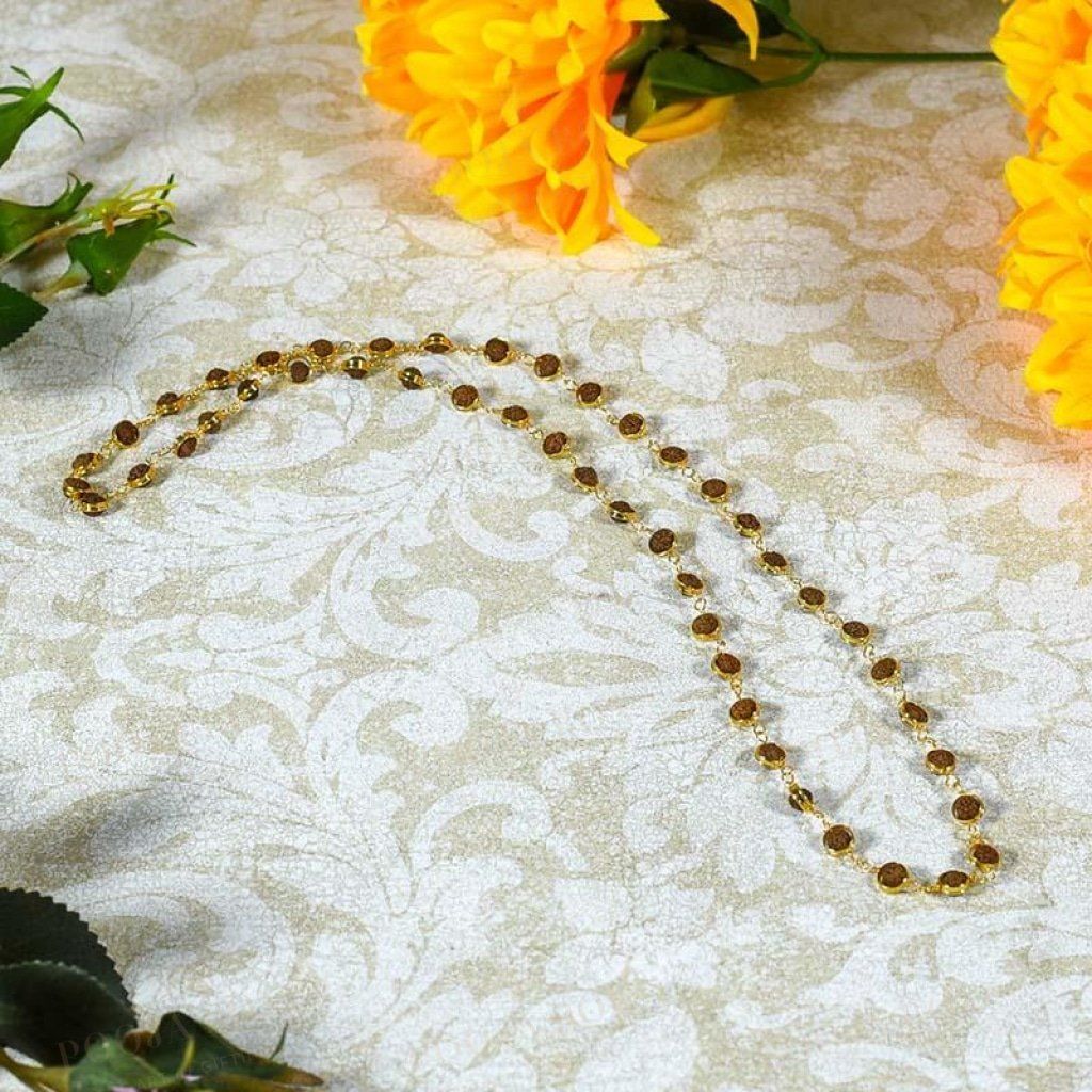 Golden Five Faces Rudraksha Mala