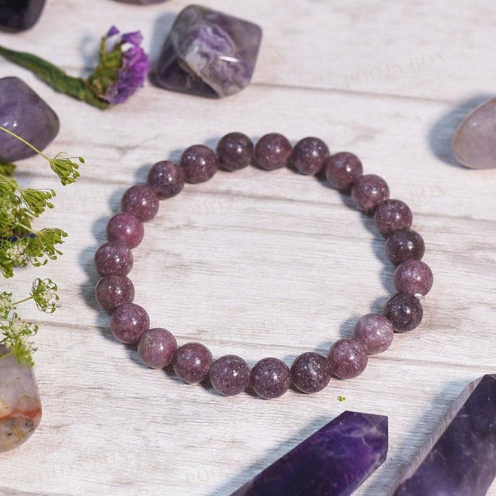 Lepidolite Crystal Healing Braceletstress Anxiety & Self-Esteem Reiki Bracelet