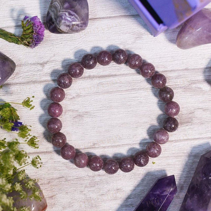 Lepidolite Crystal Healing Braceletstress Anxiety & Self-Esteem Reiki Bracelet