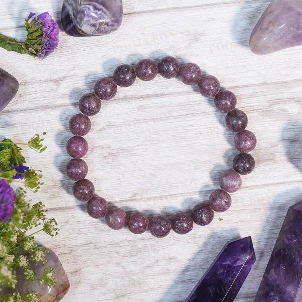 Lepidolite Crystal Healing Braceletstress Anxiety & Self-Esteem Reiki Bracelet