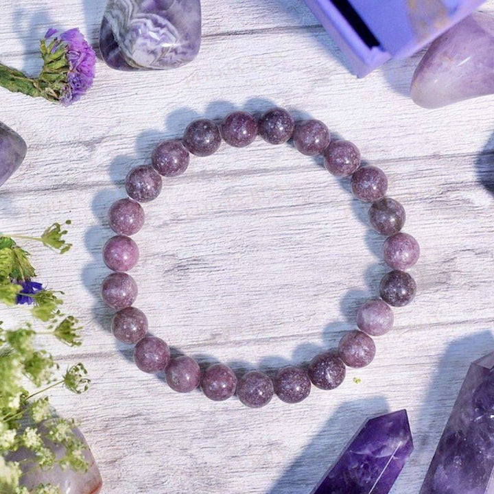 Lepidolite Crystal Healing Braceletstress Anxiety & Self-Esteem Reiki Bracelet