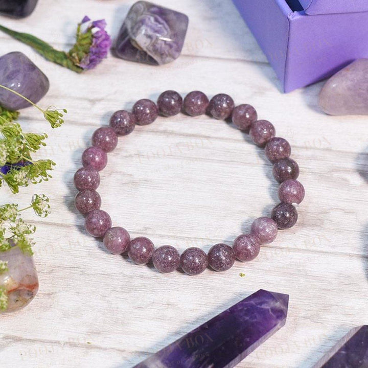 Lepidolite Crystal Healing Braceletstress Anxiety & Self-Esteem Reiki Bracelet