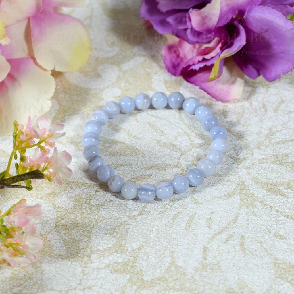 Natural Blue Lace Agate Stretch Bracelet