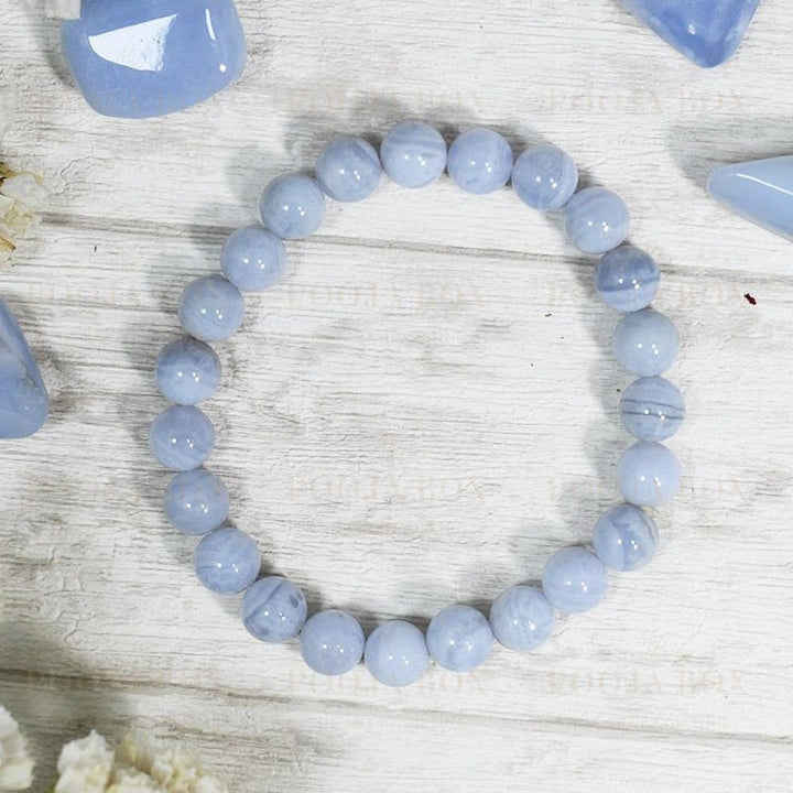 Natural Blue Lace Agate Stretch Bracelet