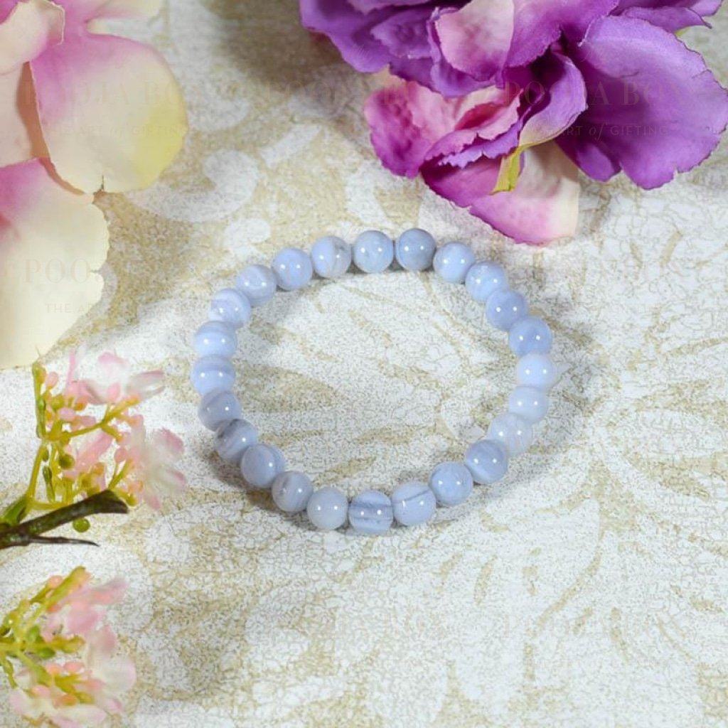 Natural Blue Lace Agate Stretch Bracelet