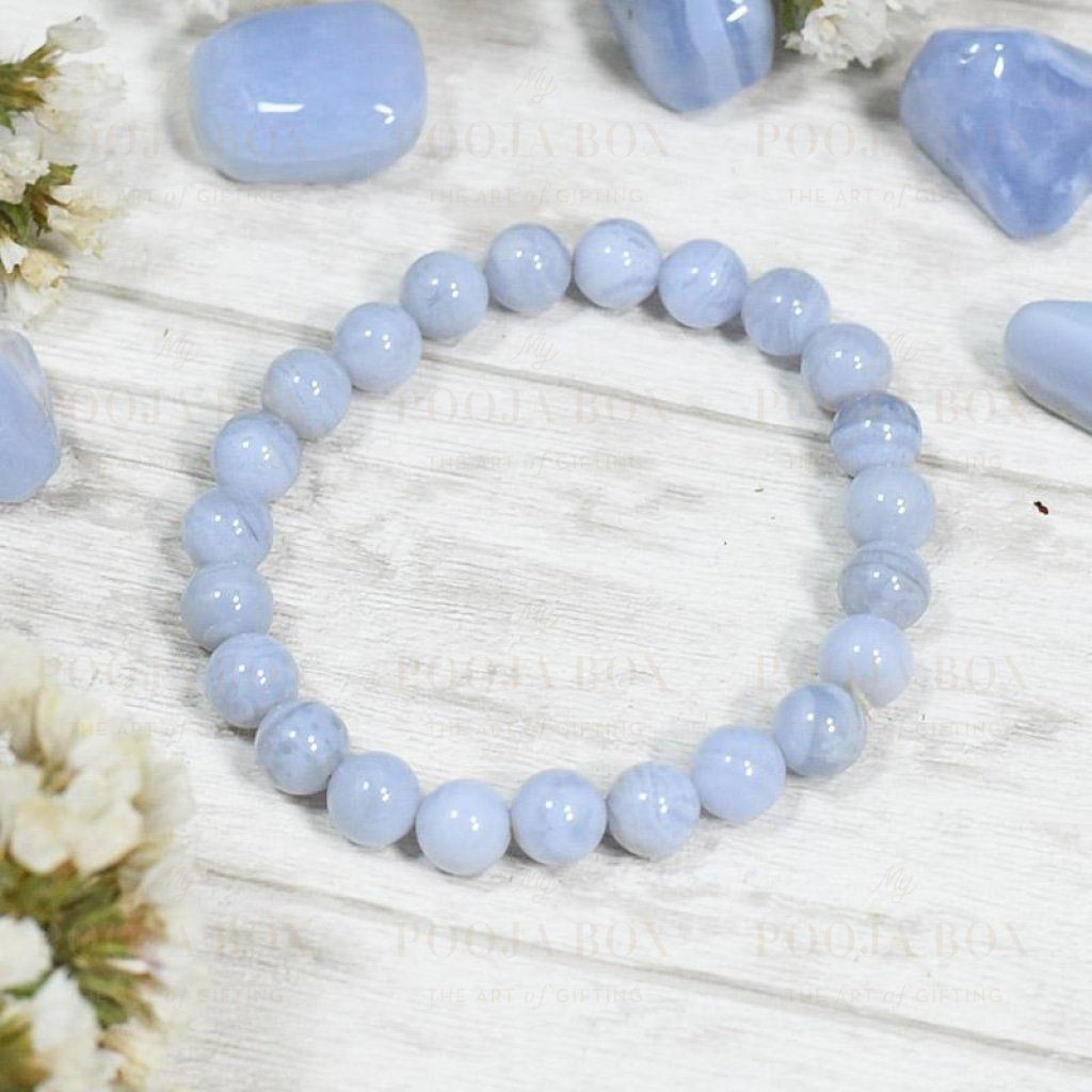 Natural Blue Lace Agate Stretch Bracelet