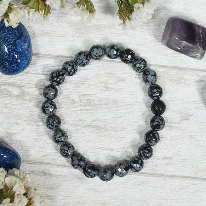 Snow Flake Obsidian Bracelet Balances Mind Body & Soul Reiki