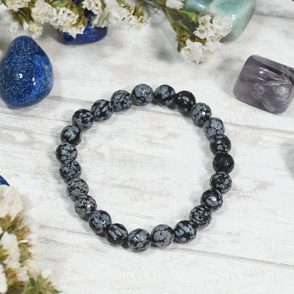 Snow Flake Obsidian Bracelet Balances Mind Body & Soul Reiki